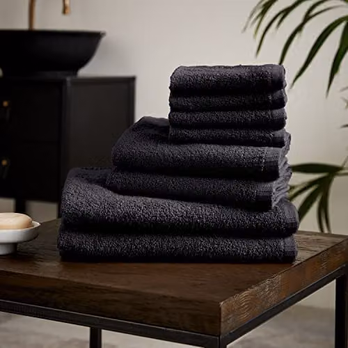 Catherine Lansfield 8 Piece Quick Dry Cotton Towel Set in Black