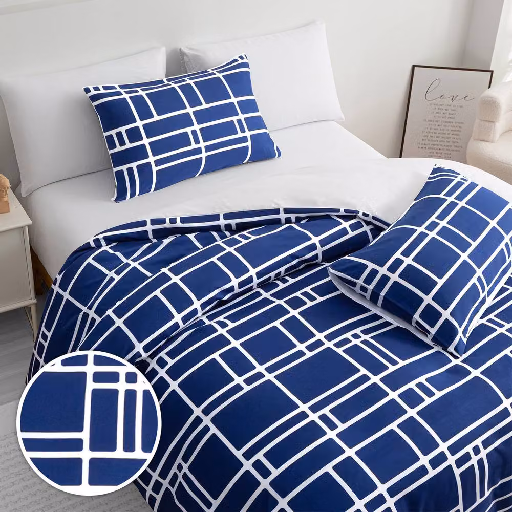 Pamposh Blue Double Brushed Microfibre Duvet Cover Set with Zipper Closure, Super King, 200 x 200 cm – 3
