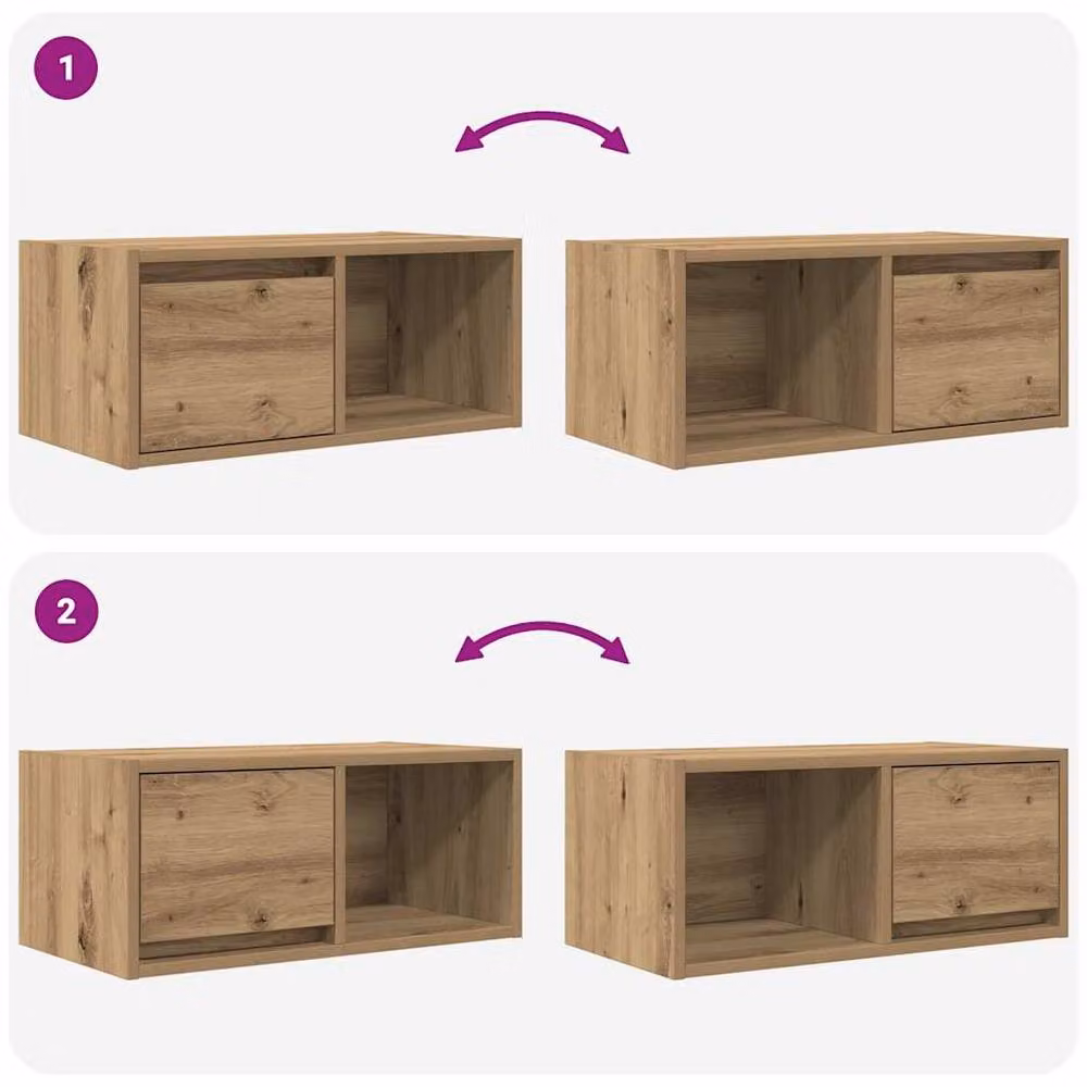 Berkfield Home Artisan Oak TV Cabinets, 2 Piece Set in Brown, W/D/H: 60 x 31 x 25.5 cm – 4