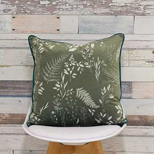 Furn Fearne Green Floral Printed Velvet Reversible Square Cushion, W/D/H: 50 x 50 x 50 cm – 5