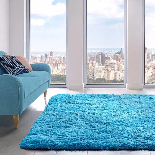 Home Republic Alaska Shaggy Anti Slip Machine Washable Rug in Teal, W/D/H: 160 x 230 cm – 1
