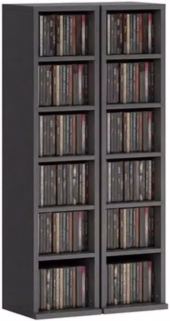 NESTLUNE Set of 2 Black CD and DVD Storage Units, W: 100 cm, D: 15 cm – 1