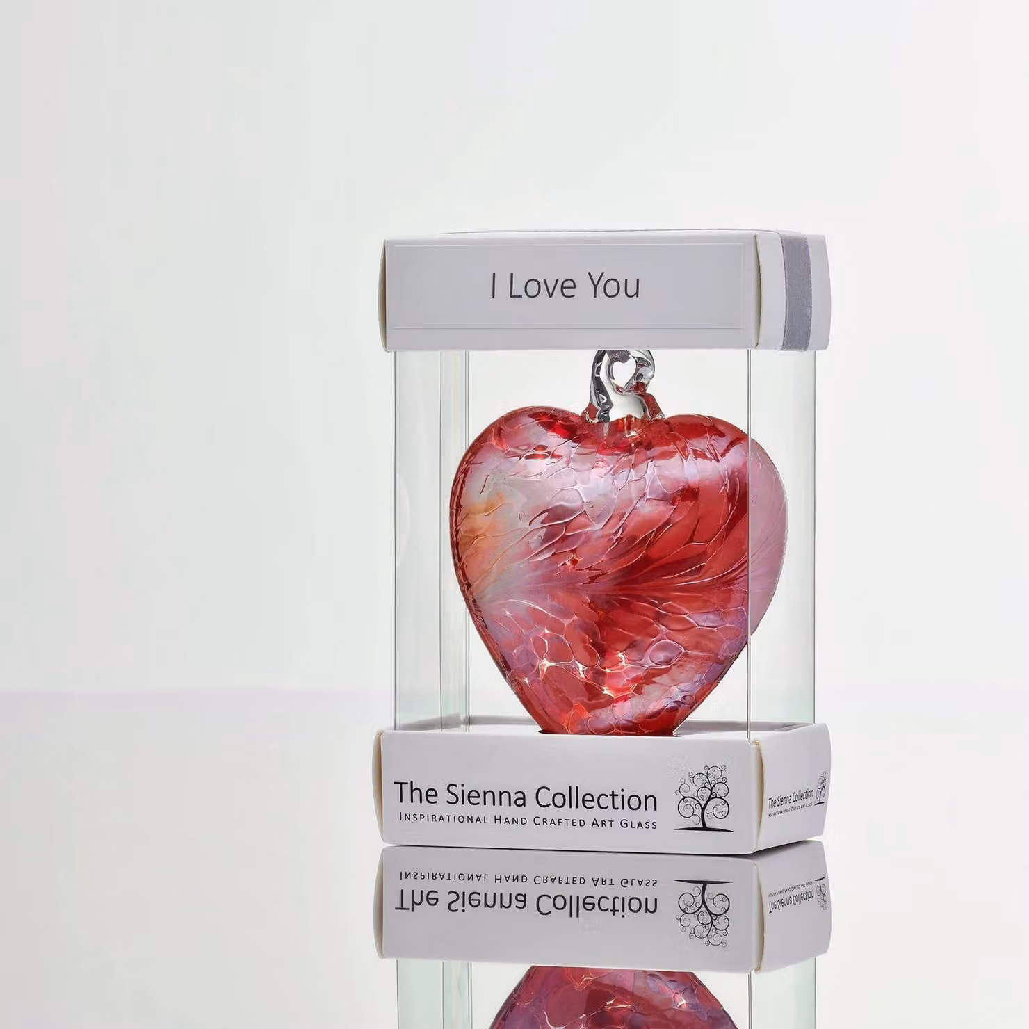 Sienna Glass Red Friendship Heart I Love You Hanging Glass Pendant, 8 cm – 3