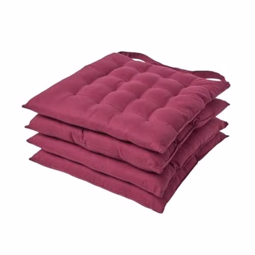 Homescapes Set of 4 Quilted Cotton Seat Pads in Purple, W/D/H: 40 x 40 x 6.5 cm – 1