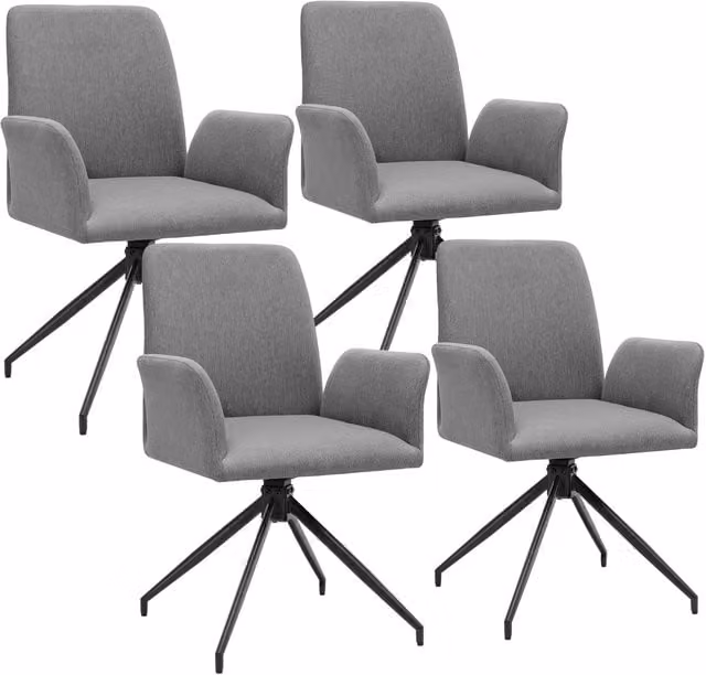 tectake Daya Set of 4 Anthracite Swivel Chairs in Dark Grey – 1