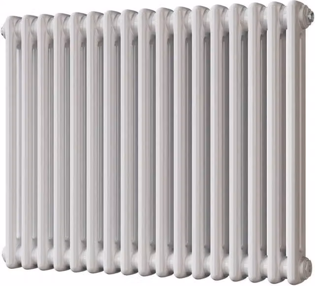 UK Radiators Alpha 2 Column Steel Radiator, White, H: 60.0 cm, W: 76.8 cm, D: 11.64 cm