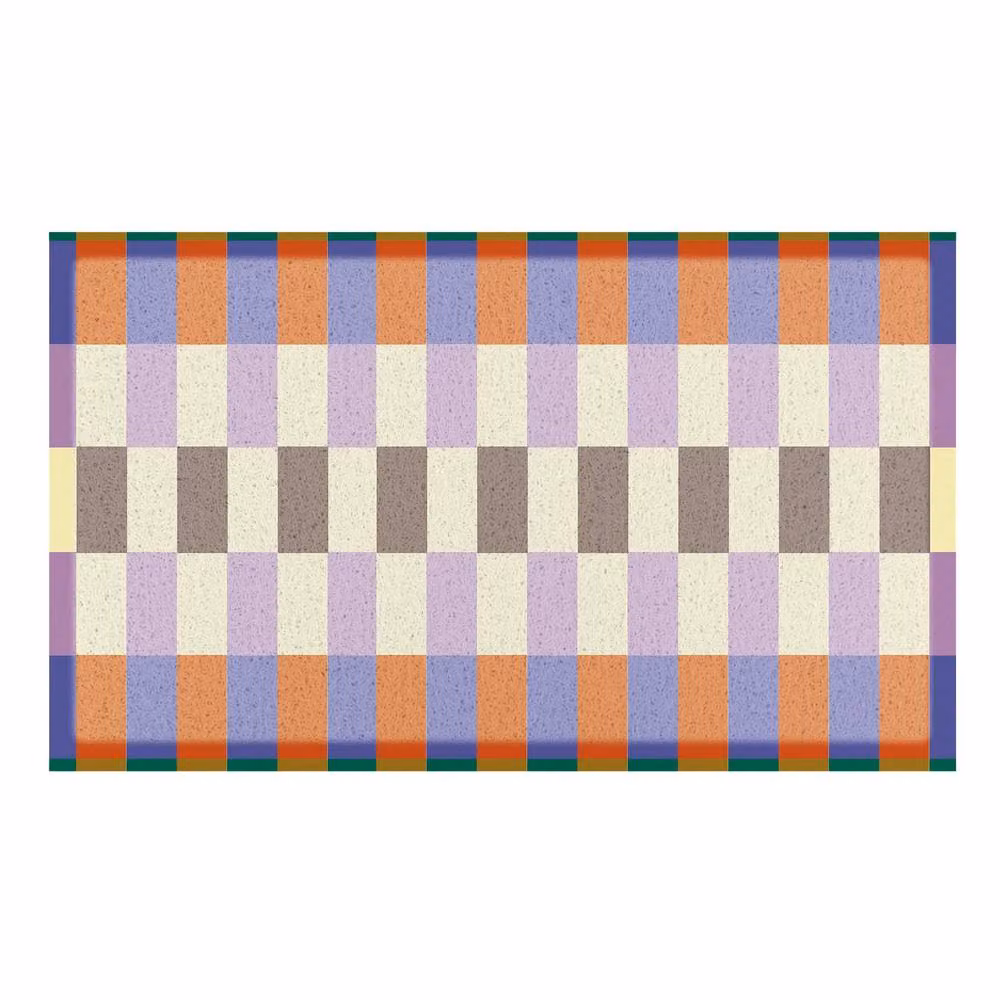 Artsy Mats Elizabeth Olwen Blue and Purple Checked Indoor/Outdoor Doormat, W/D/H: 90 x 60 cm – 2