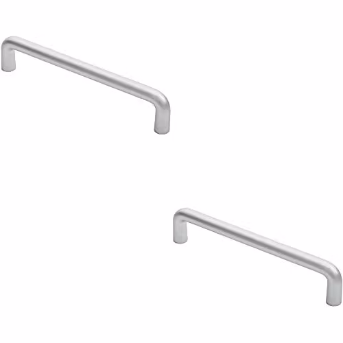 Loops 2 Pack Rounded D Shaped Bar Handles in Brushed Silver Aluminium, W: 300 mm, Diameter: 22 mm