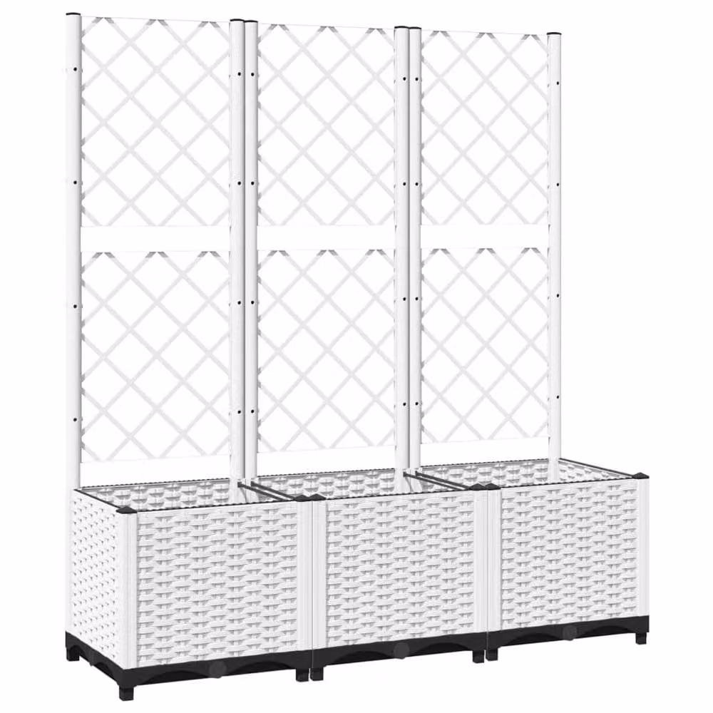 Berkfield Home Garden Planter with Trellis in White, W/D/H: 120 x 40 x 136 cm – 3