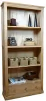Baumhaus Mobel Oak Large 3 Drawer Bookcase in Brown