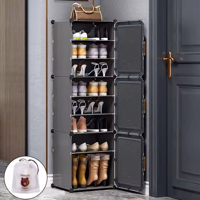 Hinsinc Grey DIY Cube Shoe Rack and Storage Cabinet for Hallways, Bedrooms and Living Rooms