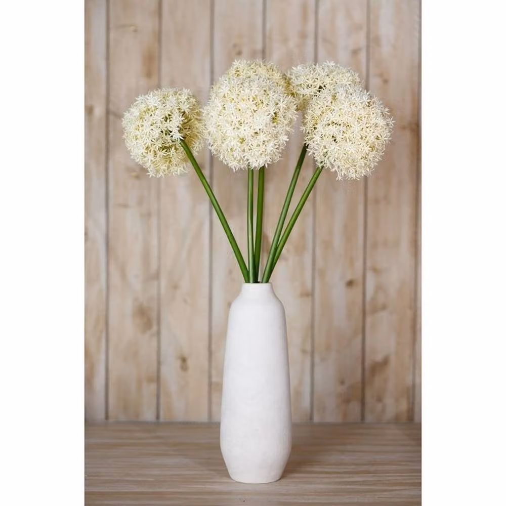 Lemon Pavilion Giant Allium Single Stem Plastic Flower in Beige and White, Height: 90 cm – 2