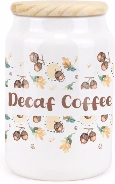 Purely Home Floral Ceramic Coffee Storage Canister in Brown and White