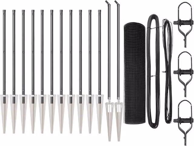 Berkfield Home Grey Steel Welded Wire Fence with 13 Round Spike Posts, W: 0.6 m, L: 25 m – 1