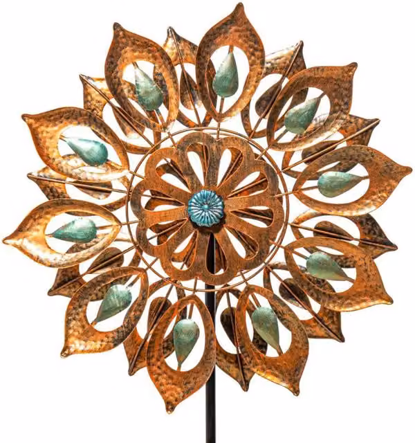 Primrose Peacock Eyes Metal Multilayer Wind Spinner in Bronze and Multicolour