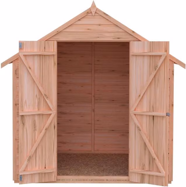 Shires Brown Overlap Double Door Garden Shed with Gable Roof