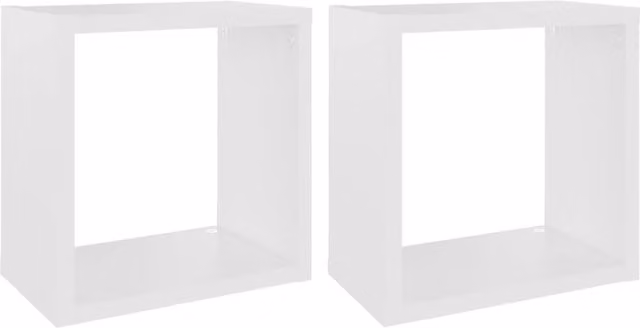 Berkfield Home Wall Mounted Cube Shelves, 2 Pack, White, W/D/H: 26 x 15 x 26 cm
