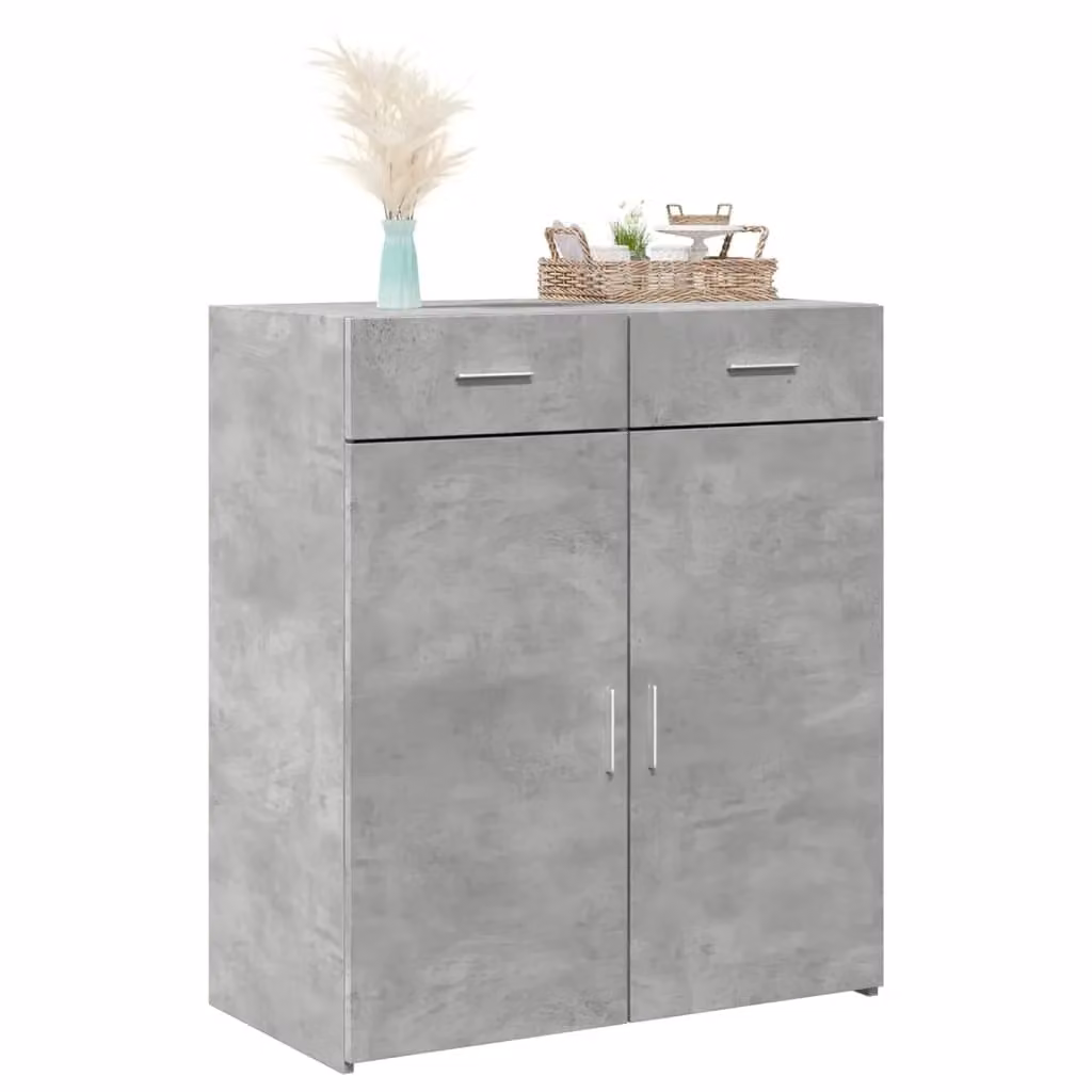 Berkfield Home Sideboard in Concrete Grey, W/D/H: 80 x 42.5 x 93 cm – 2