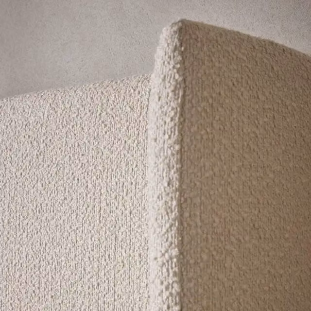 Casani Juliette Boucle Upholstered Bed Frame in Beige/Yellow, W/D/H: 200 x 200 cm