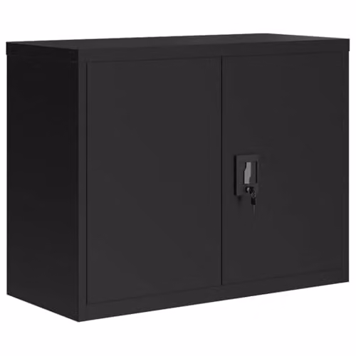 vidaXL Modern Black Metal File Cabinet with Lock and Adjustable Shelves, W/D/H: 90 x 40 x 70 cm