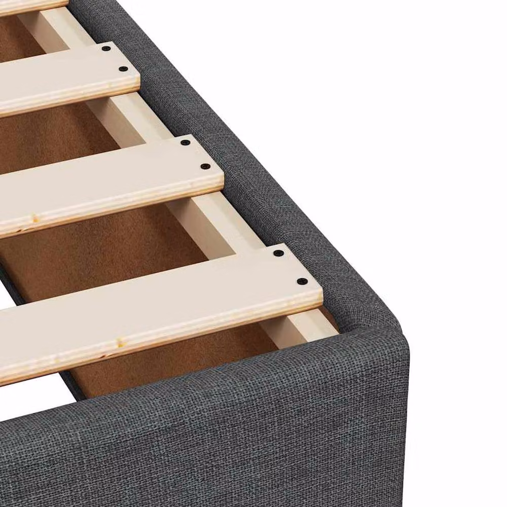 Berkfield Home Upholstered Fabric Bed Frame in Grey, Single, W: 90 cm, L: 200 cm – 4