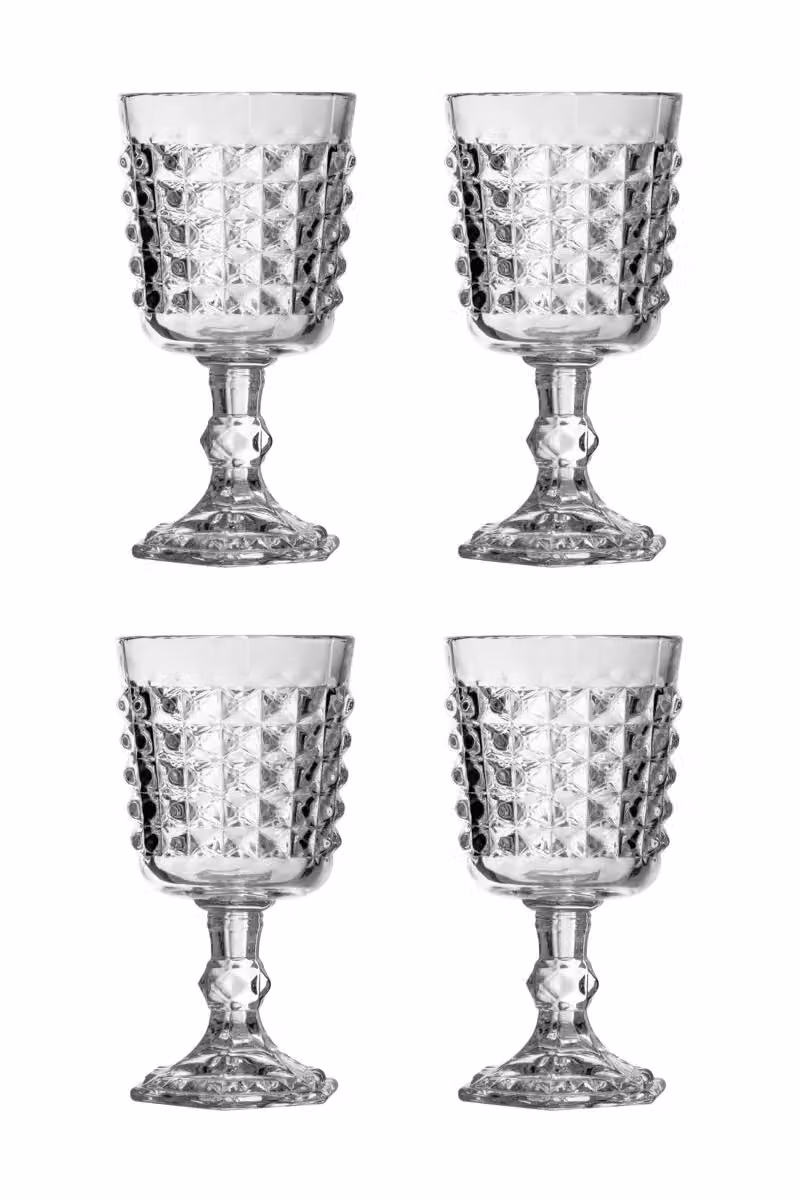 Orsina Set of 4 Geometric Pyramid Wine Goblets, Transparent Glass Stemware, 250 ml – 3