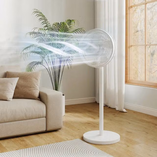HOMCOM White Standing Pedestal Fan with Remote Control, Timer and Oscillation, 40 cm