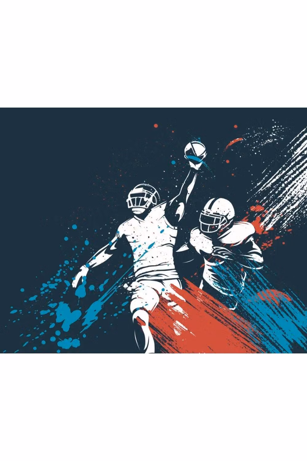 Origin Murals American Footballers Paint Splash Wall Mural in Blue, W: 350 cm, H: 280 cm – 2