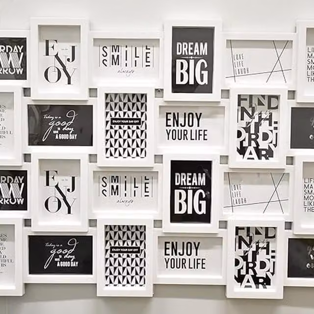 DEENZ White Multi Aperture Geometric Zig Zag Style Collage Photo Frame, W: 85.8 cm, H: 57.1 cm