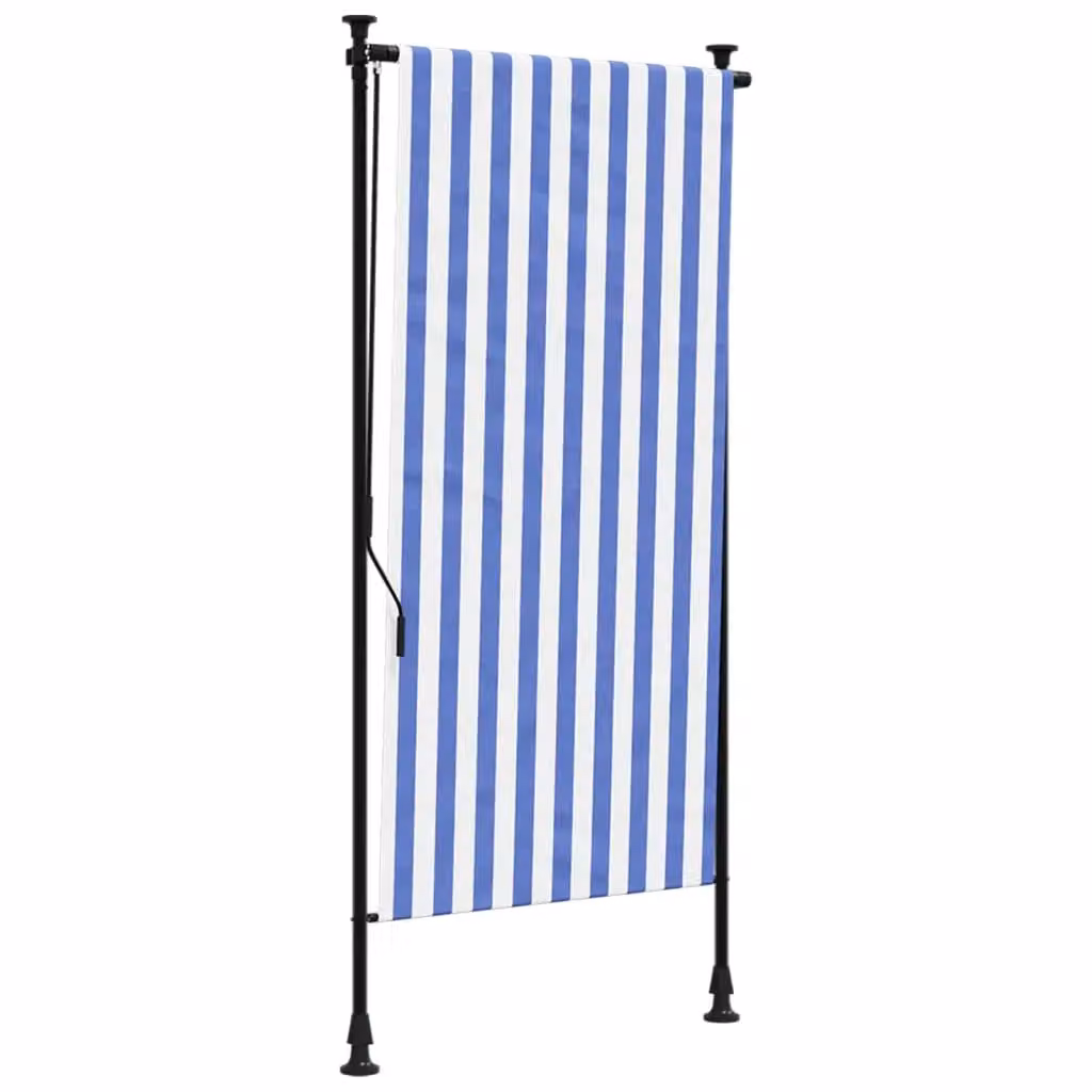 Berkfield Home Blue and White Striped Outdoor Roller Blind with Crank Mechanism, W/H: 100 x 270 cm – 2
