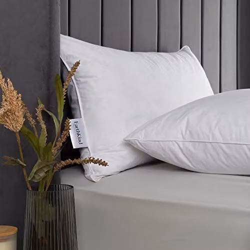 EarthKind Feather and Down Medium Support Pillow, White, W: 74 cm, H: 48 cm – 4