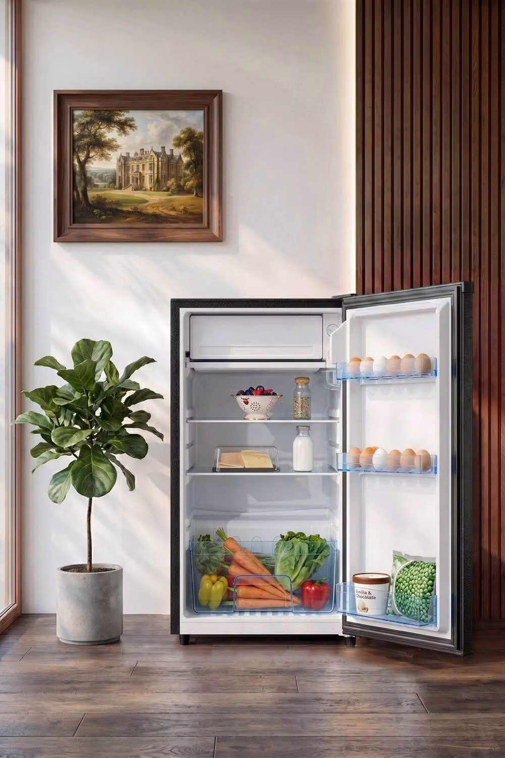 Living and Home 106L Freestanding Refrigerator with 9L Freezer Box in Black – 5