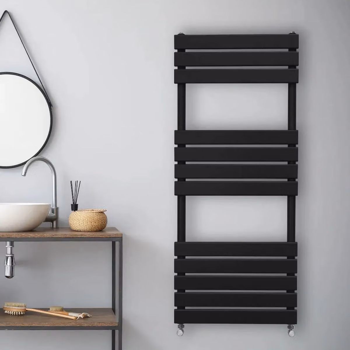 Monstershop Flat Panel Steel Towel Radiator in Black, H 120 cm x W 45 cm – 3