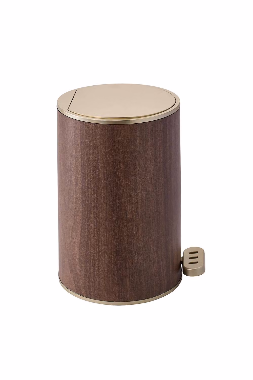 Living and Home Round Wood Effect Pedal Bin with Dual Open Lid in Brown, 28 l – 3