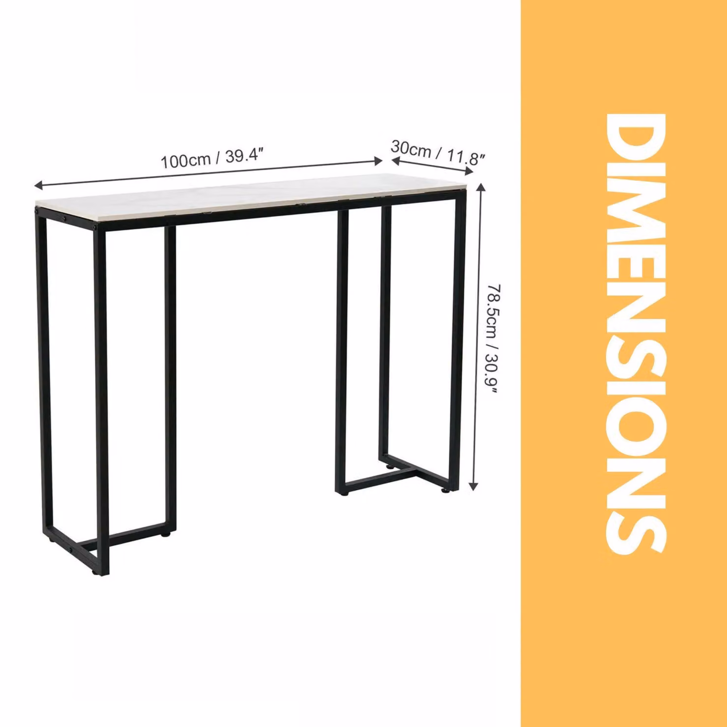 Pirlo Plush White Faux Marble Console Table with Ceramic Top, W/D/H: 100 x 30 x 78.5 cm – 3