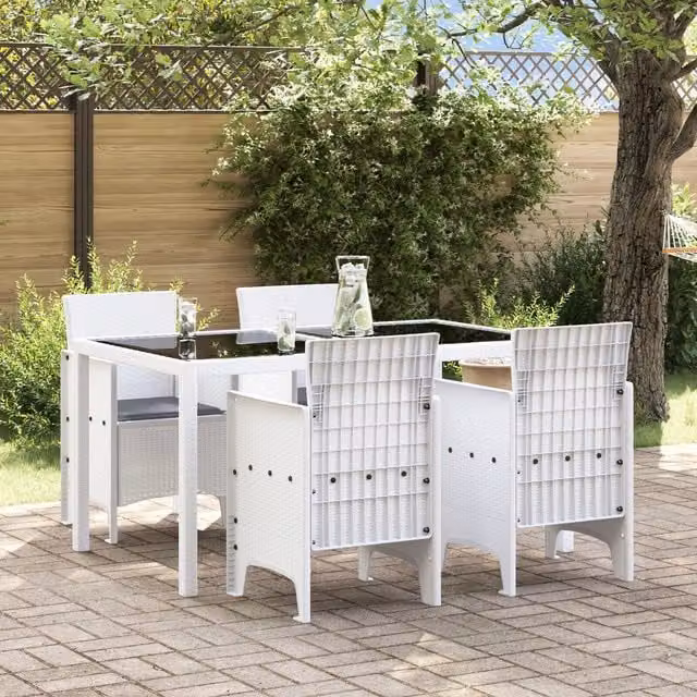 Berkfield Home Set of 4 Stackable Garden Chairs in White and Anthracite with UV-Resistant Polyester Cushions