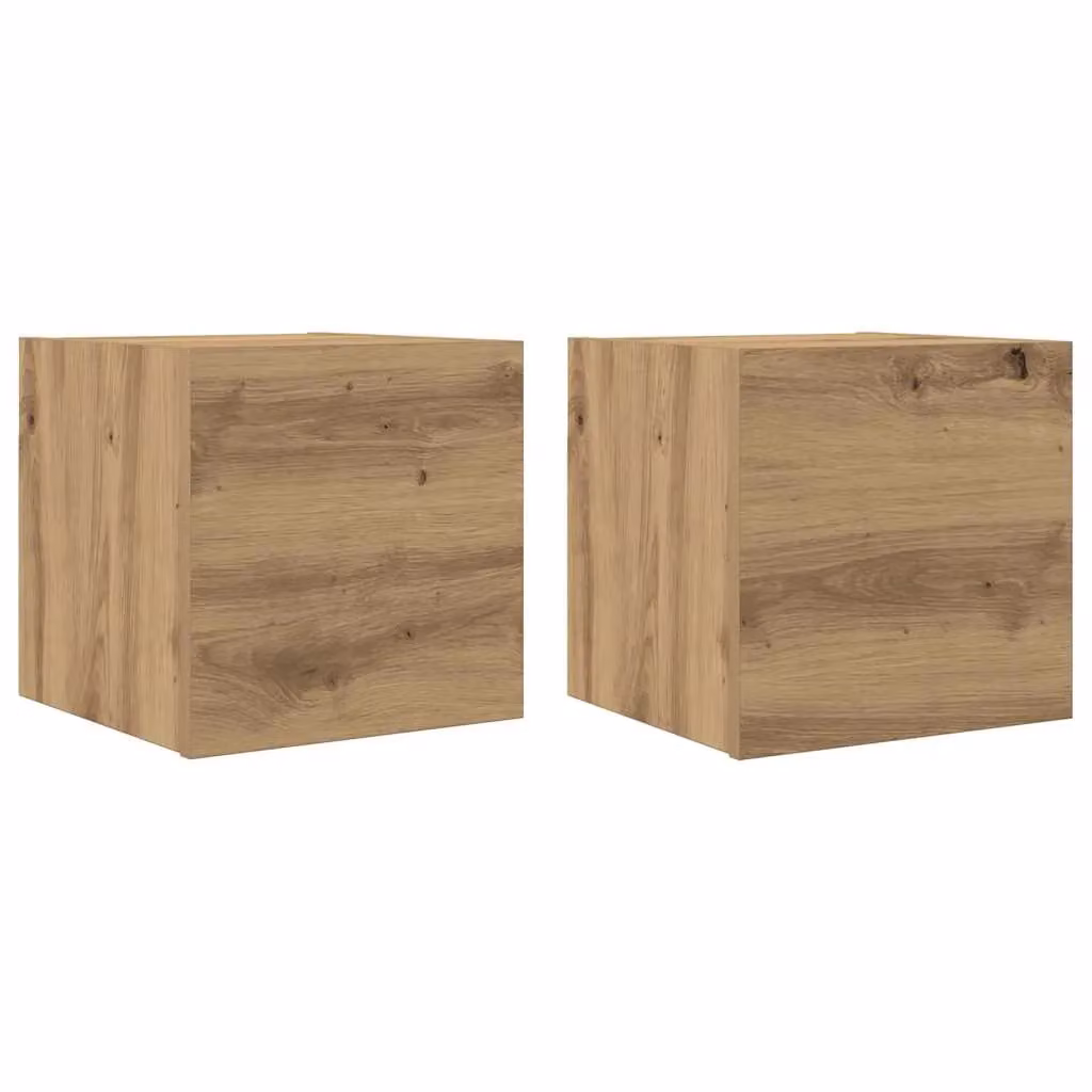 Berkfield Home Artisan Oak Wall Mounted TV Cabinet, 2 Piece Set, Brown, W/D/H: 30.5 x 30.5 x 30 cm – 2
