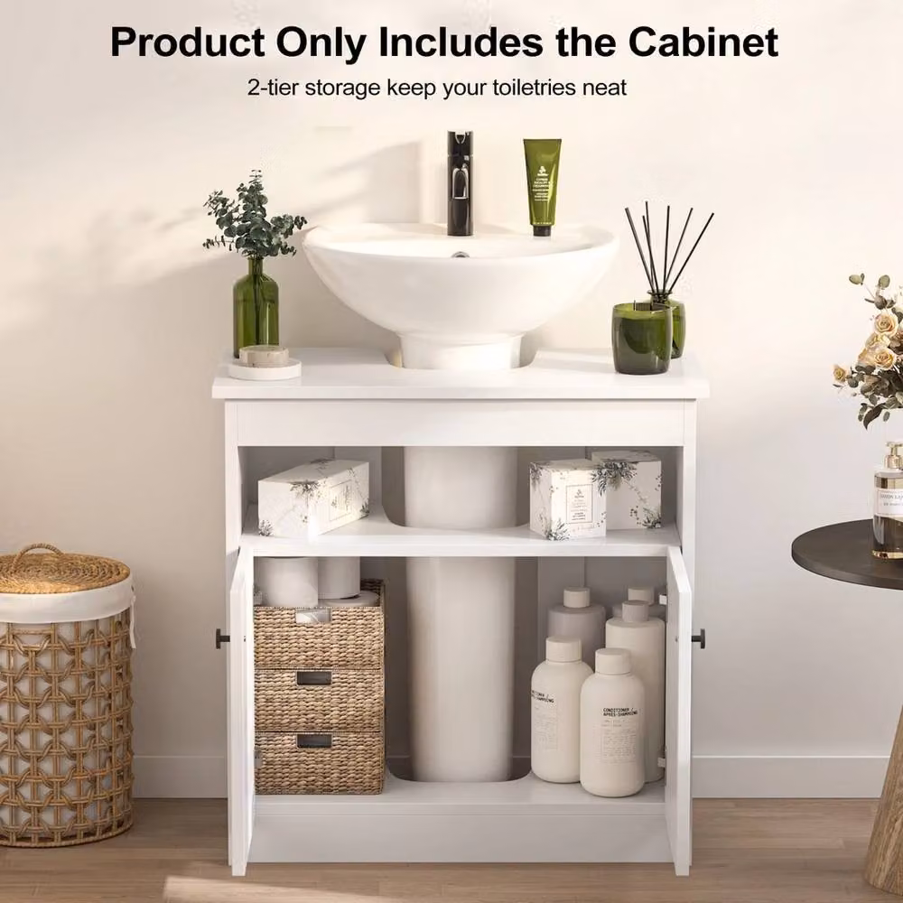 Havendro White Under Sink Bathroom Storage Cabinet with 2 Hinged Doors – 2