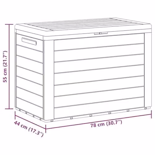 vidaXL Garden Storage Box in Grey Plastic, W: 44 cm, D: 44 cm, H: 55 cm – 3