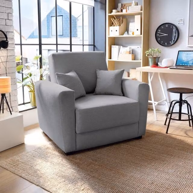 Abakus Direct Olly Single Sofa Bed in Cool Grey Linen Fabric – 1