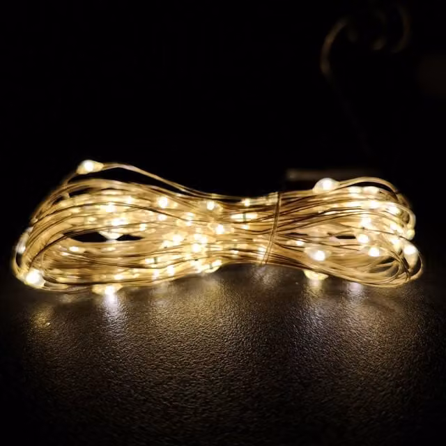 Samuel Alexander Premier MicroBrights LED Christmas Lights, Warm White, 50 LEDs, 2.5m, Battery Operated with Timer, Silver and White