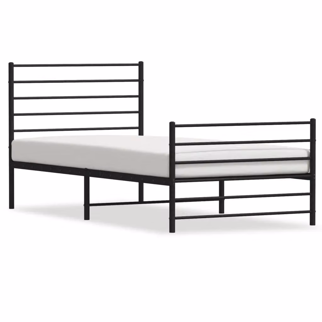 Berkfield Home Metal Bed Frame with Headboard and Footboard, Black, W: 100 cm, L: 190 cm – 2
