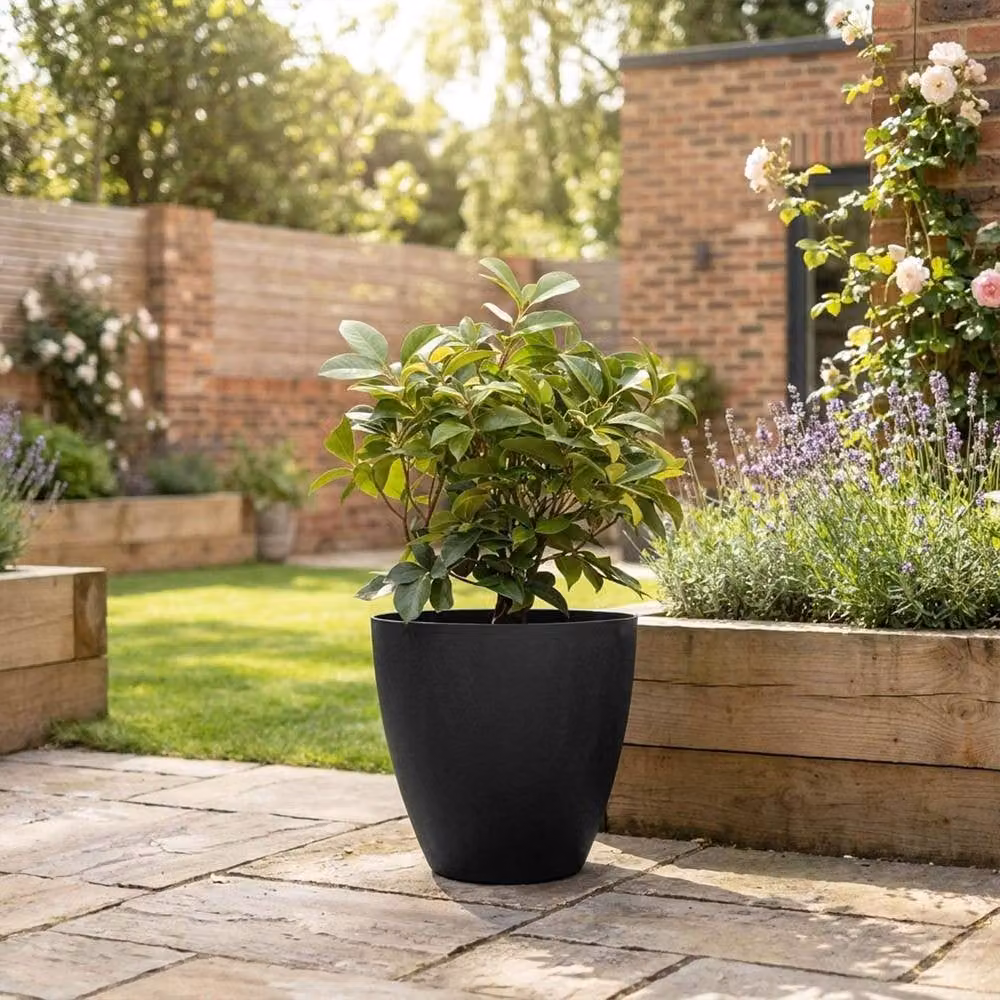 Nicoman Round Flower Planter Pot Pack of 2, Charcoal and Black, W: 36.5 cm, H: 35.5 cm – 6