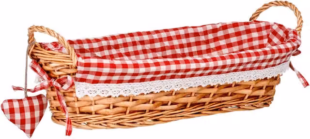 Orsina Red Gingham Checked Oblong Willow Basket with Liner – 1