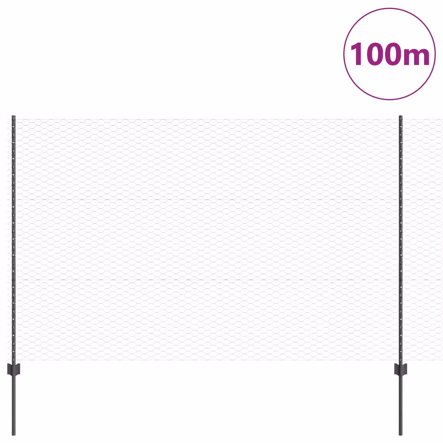 Berkfield Home Steel Hexagon Fence and U-Channel Fence Posts in Grey, 22 pcs, Height: 150 cm, 1.5 x 100 m – 2