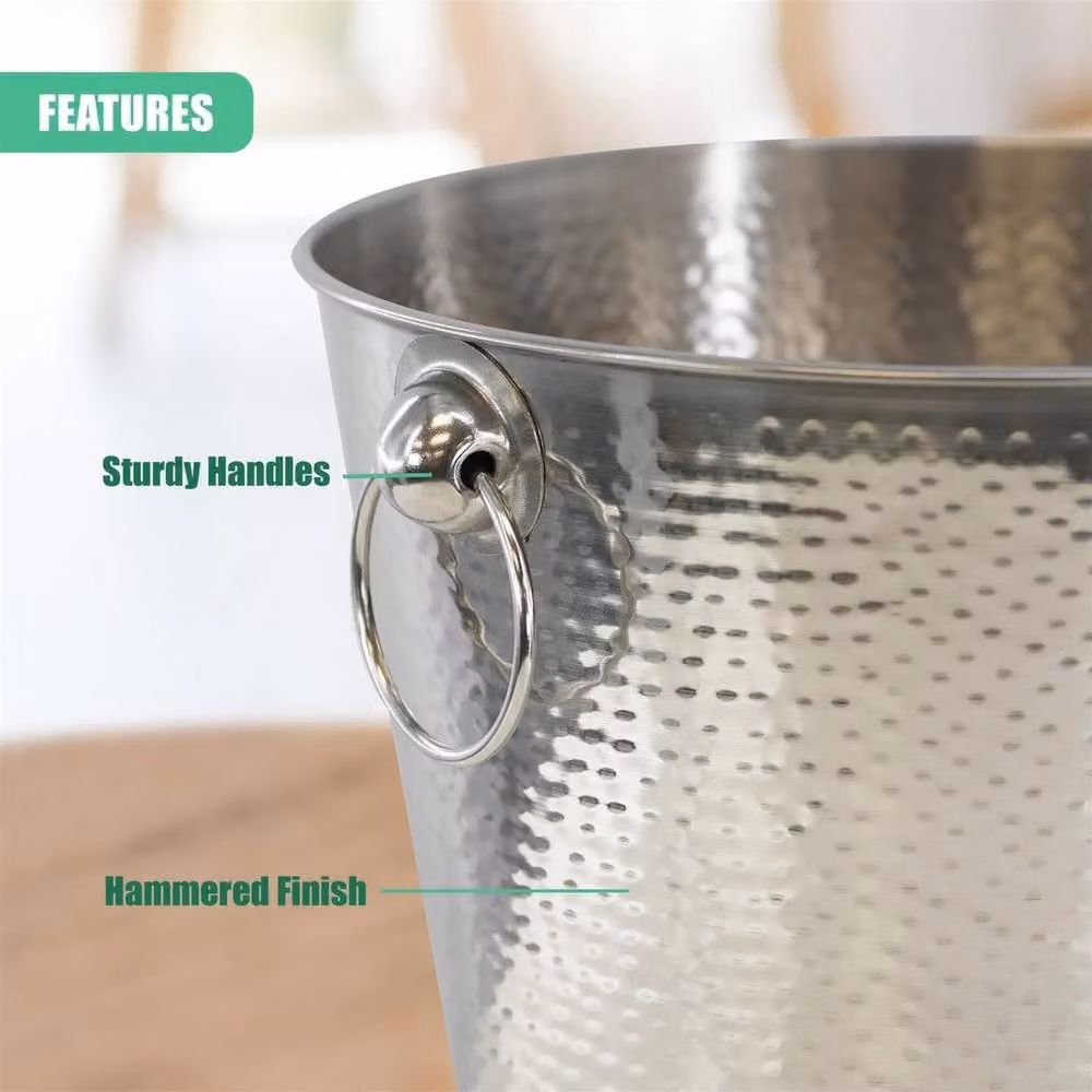NESTLUNE Hammered Stainless Steel Ice Bucket in Silver, W/D/H: 100 x 100 x 100 cm – 2