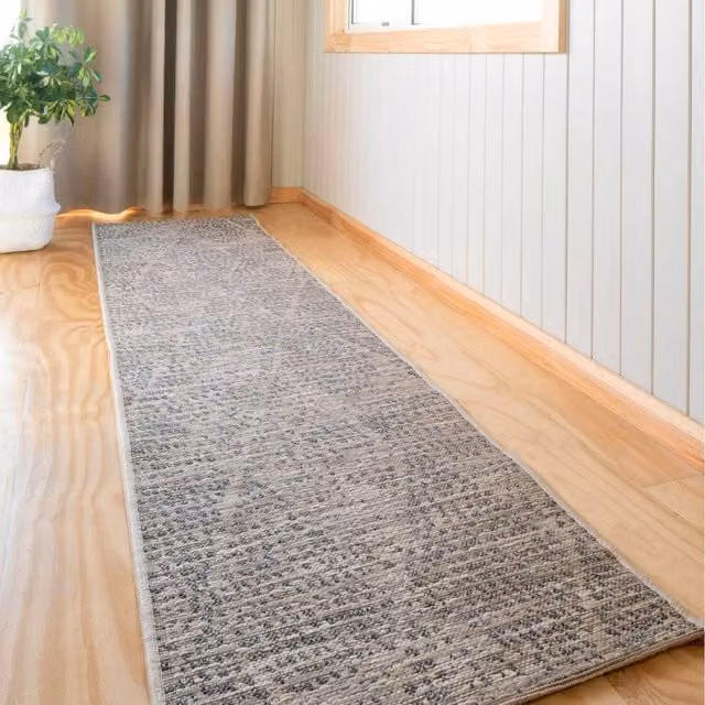 The Rug House Moroccan Diamond Pattern Outdoor Rug in Grey, W: 240 cm, D: 60 cm