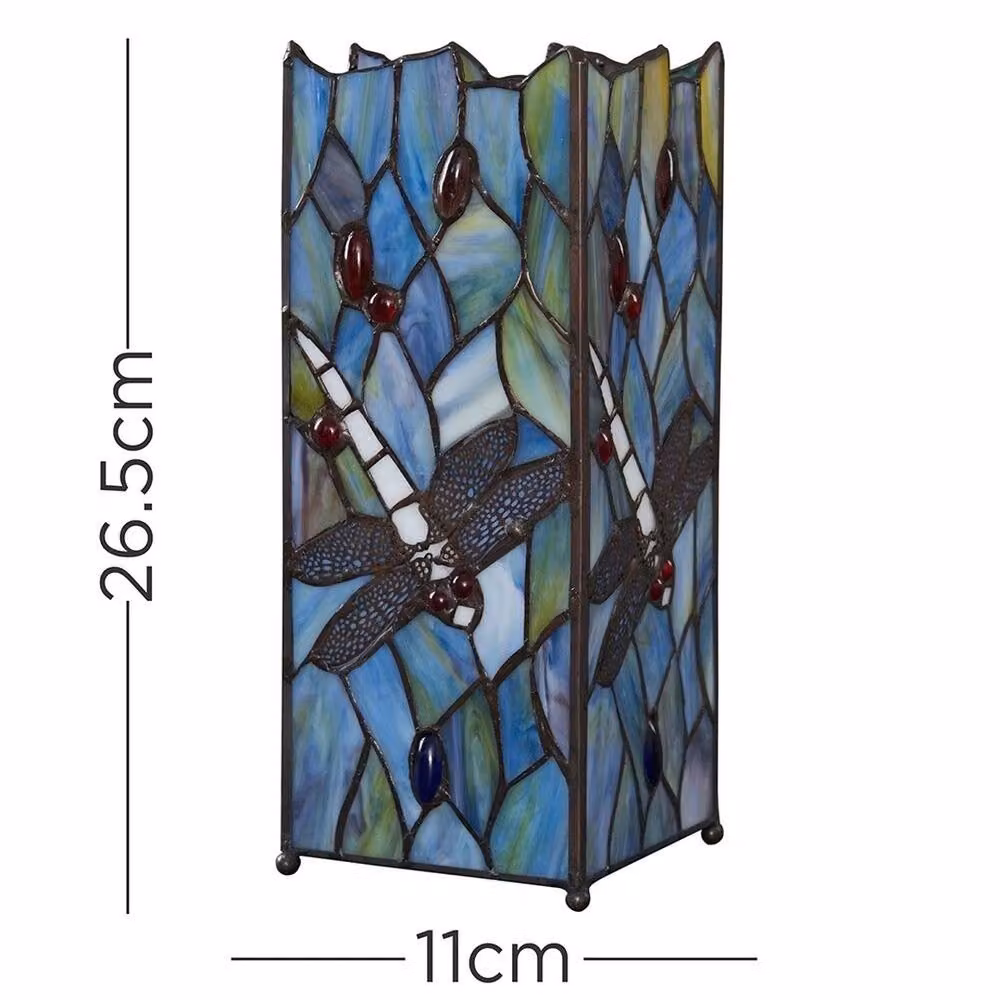 EONLION Vintage Stained Glass Table Lamp in Blue and Bronze – 2