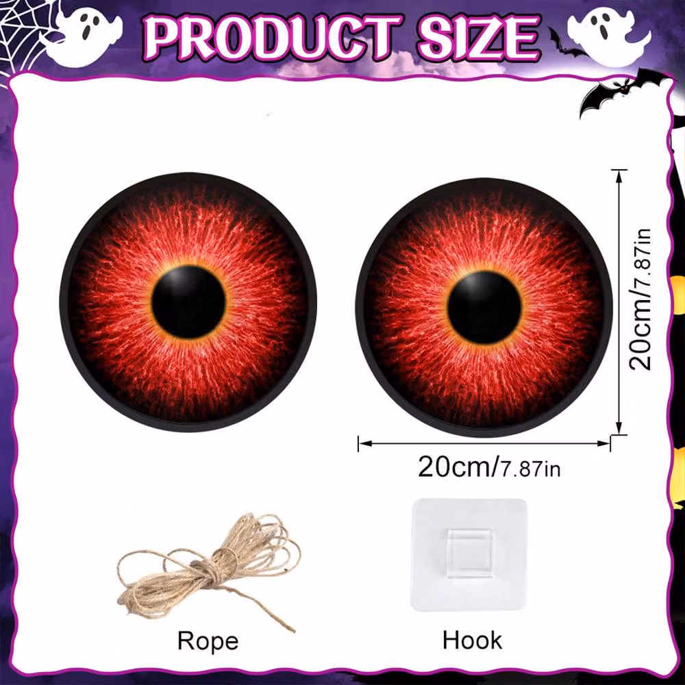 Quipulse Style 6 LED Glowing Eyeball Hanging Ornaments for Halloween Decor in Red and Multicolour – 2