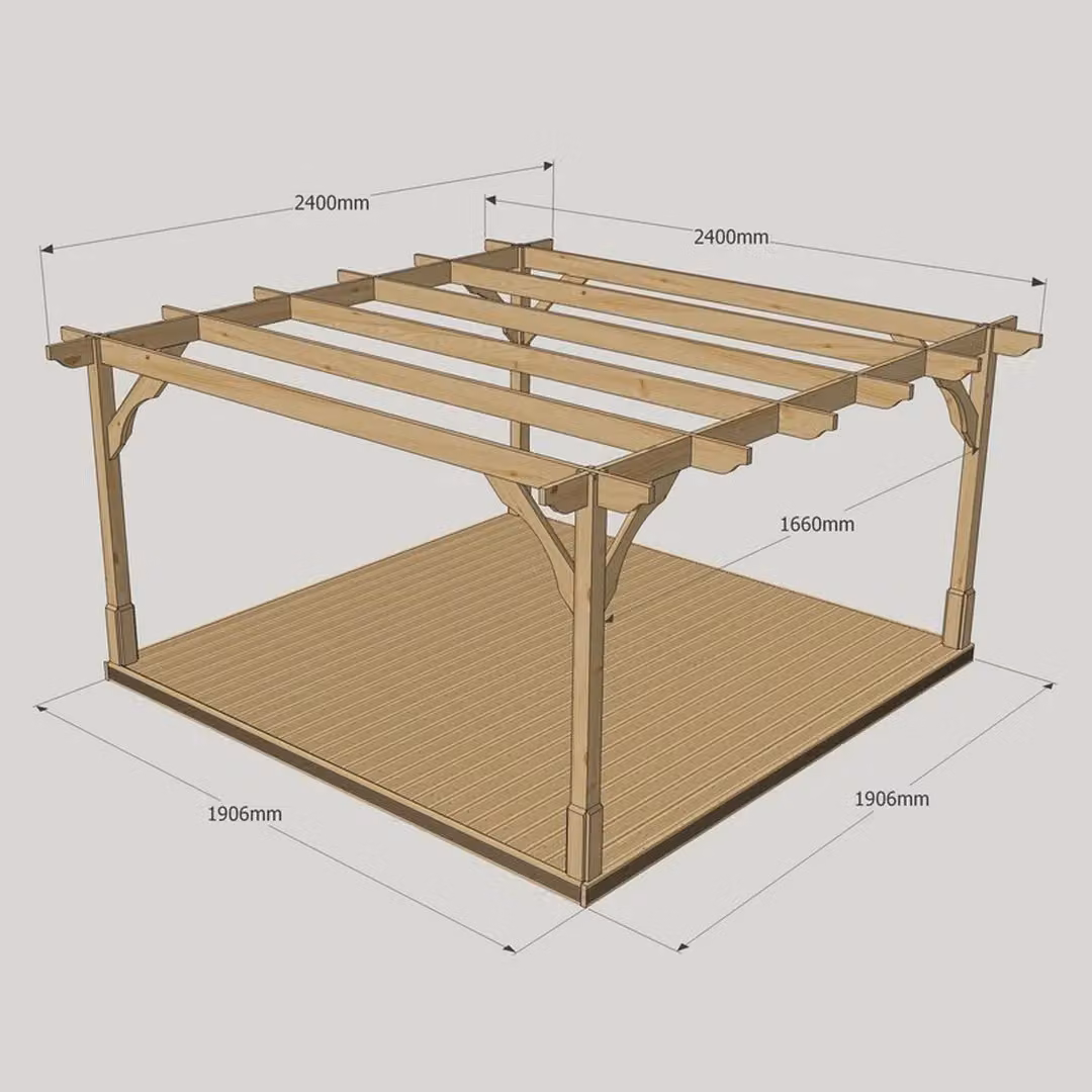 Rutland County Garden Furniture Ltd Premium Pergola and Decking Kit in Green Wood, W: 240 cm, D: 240 cm, H: 270 cm – 3